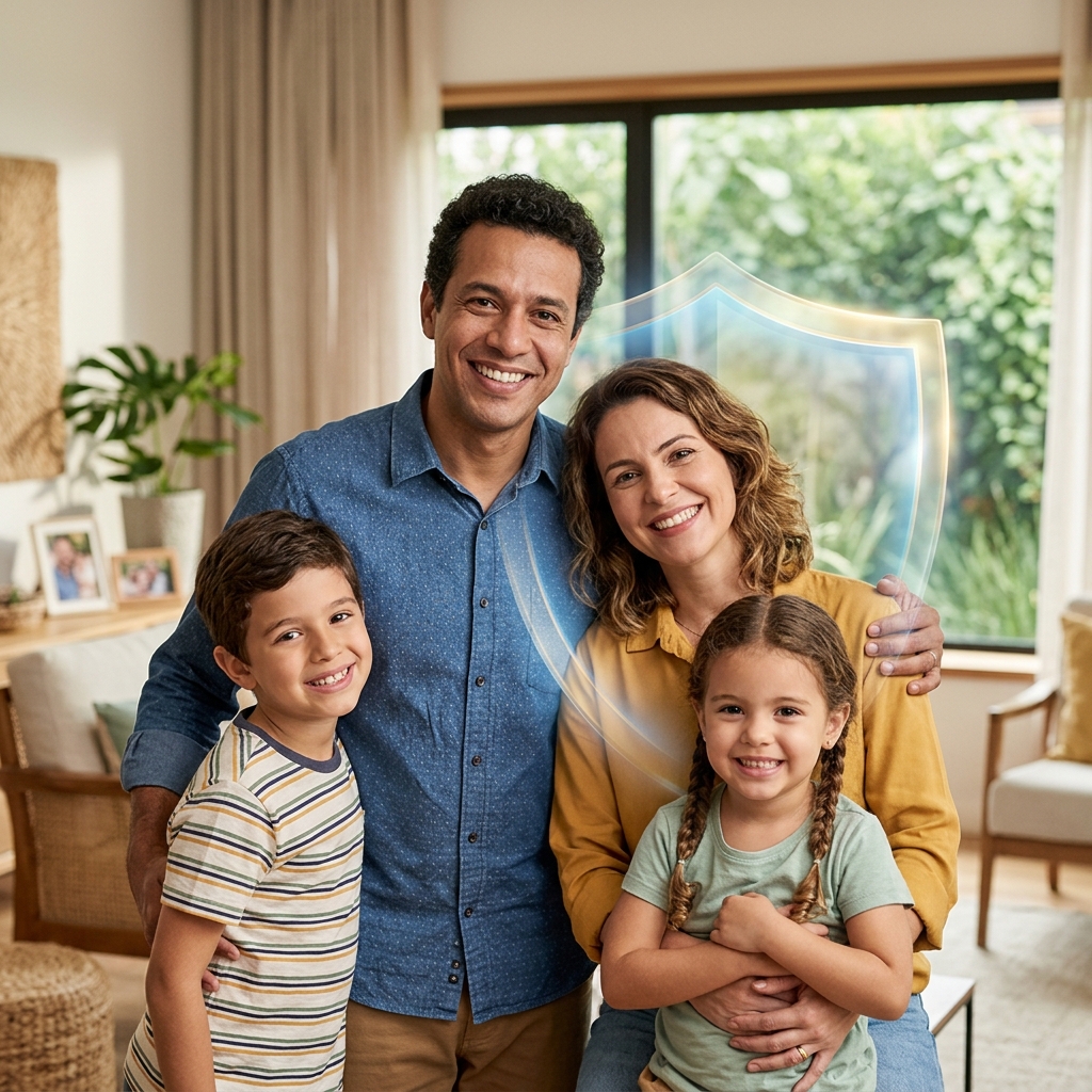 Família protegida pela Seguros JRV